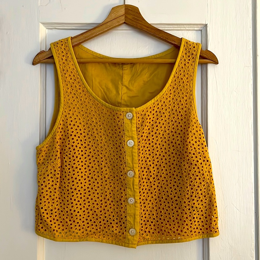 Everlane Yellow eyelet crop